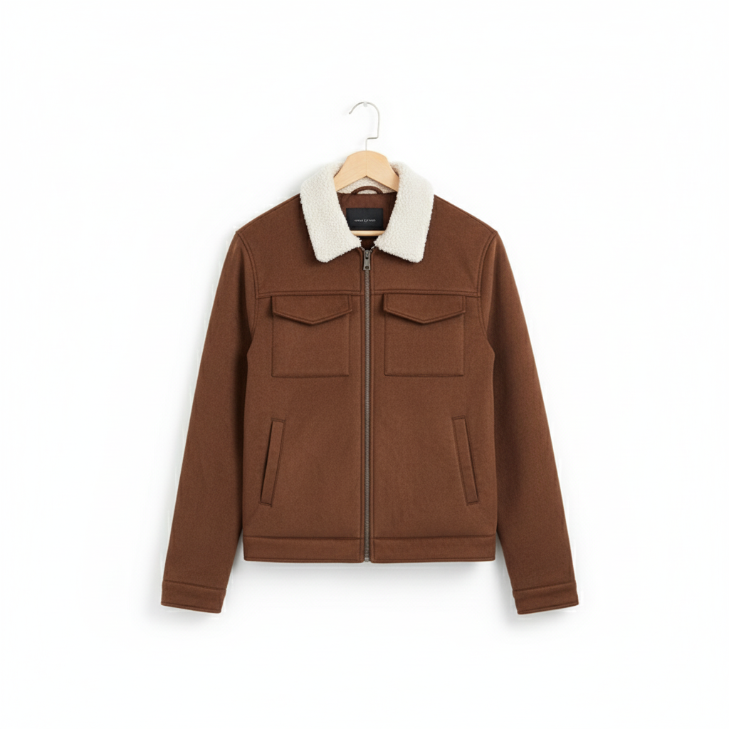 Men's Lamb Fur Collar Splicing Coat