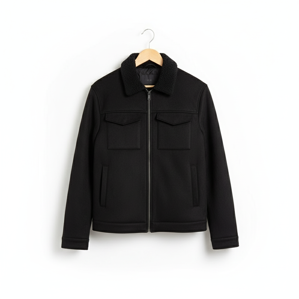 Men's Lamb Fur Collar Splicing Coat